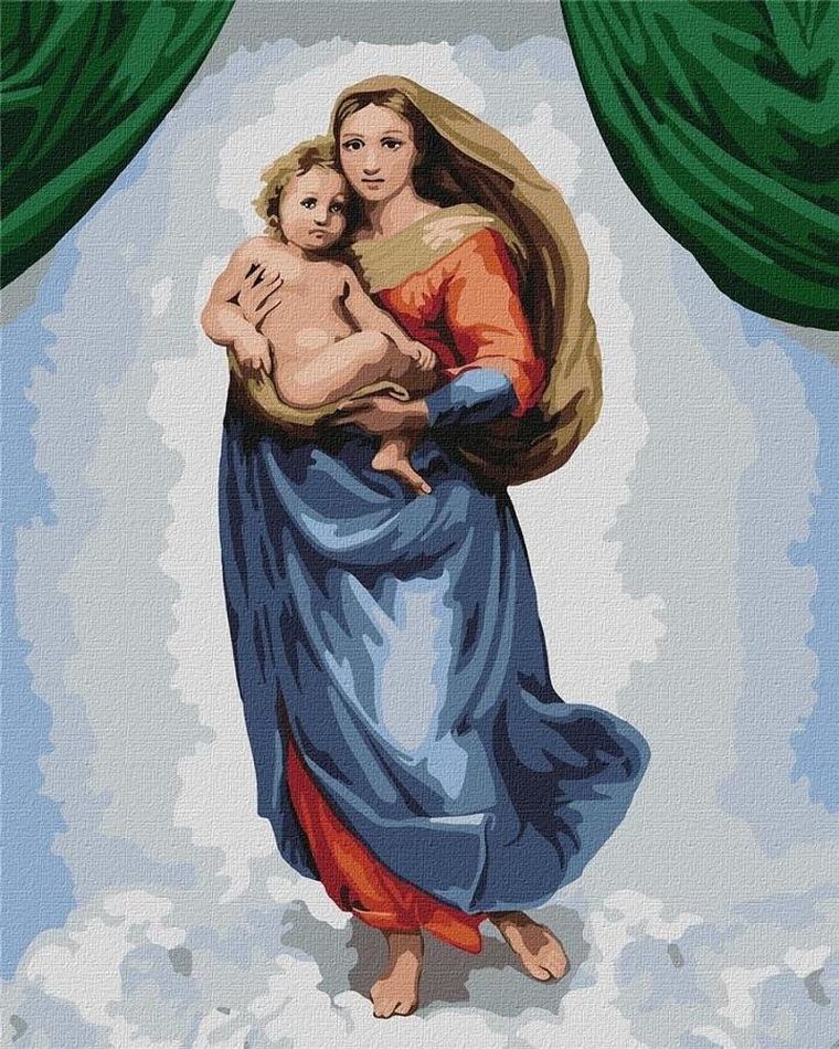 Ideyka, malowanie po numerach, Madonna Sykstyńska, 40-50 cm