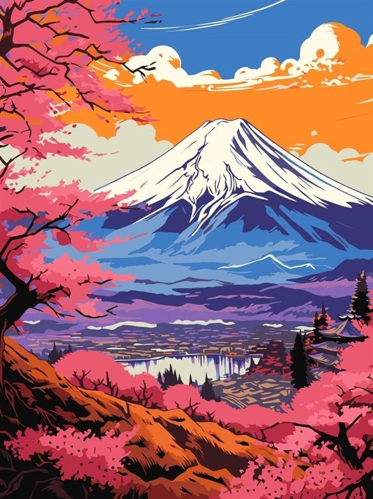 Ideyka, malowanie po numerach, Magiczne Fuji, 30-40 cm