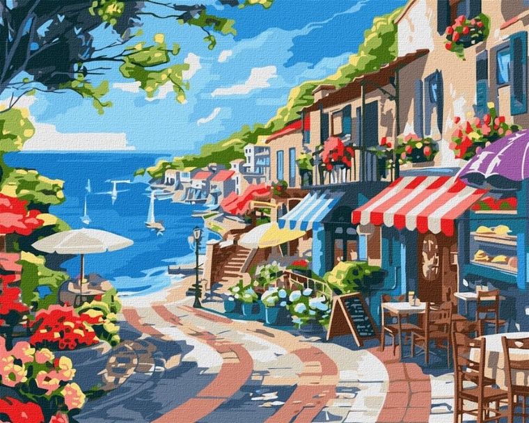 Ideyka, malowanie po numerach, Nadmorskie miasto, 40-50 cm