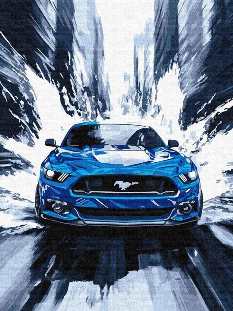 Ideyka, malowanie po numerach, Niebieski mustang, 30-40 cm