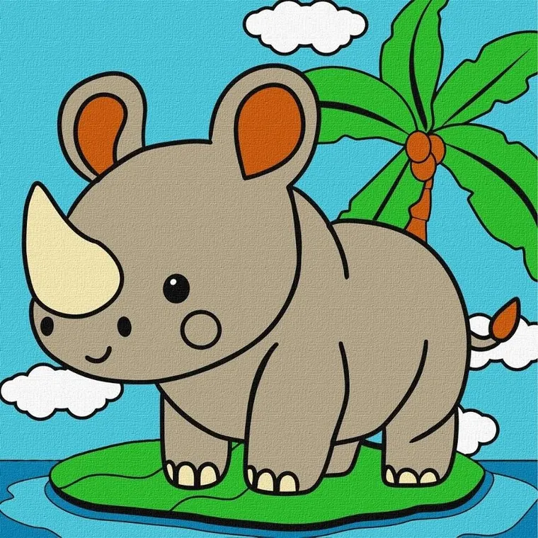 Ideyka, malowanie po numerach, Nosorożec, 25-25 cm