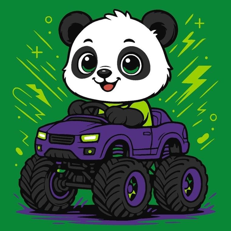 Ideyka, malowanie po numerach, Panda w samochodzie Kids