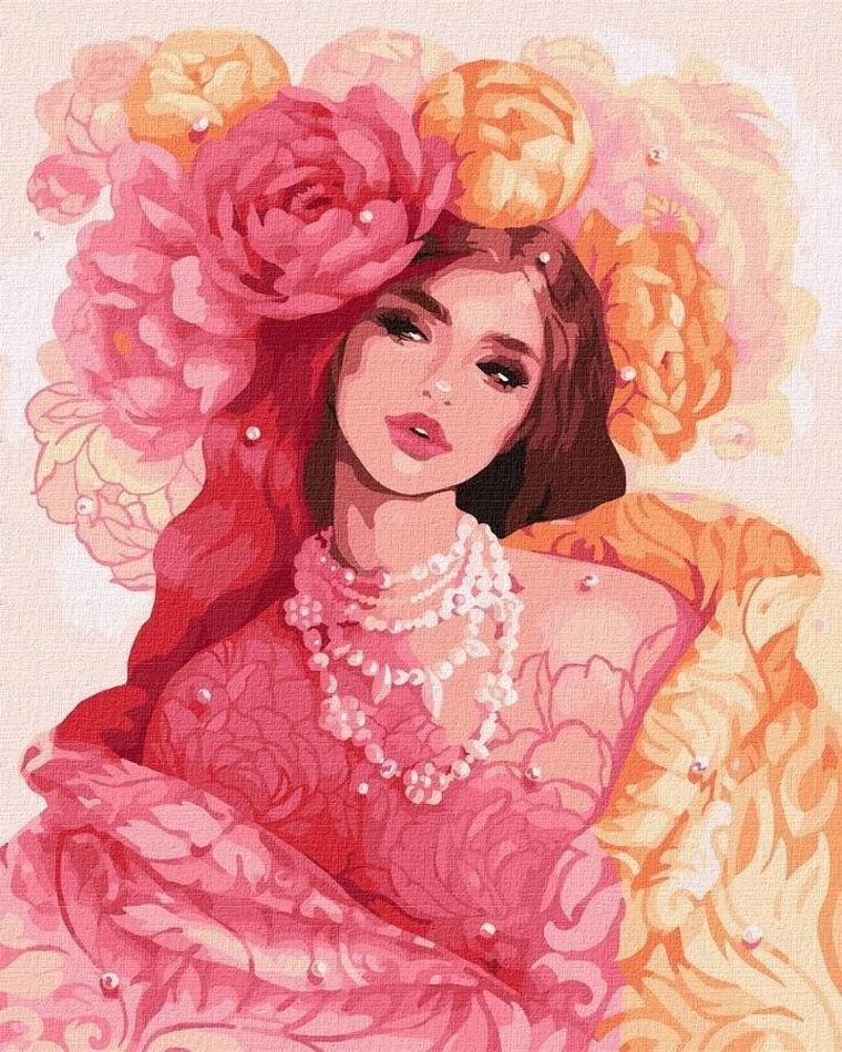 Ideyka, malowanie po numerach, Piękno i piwonie, 40-50 cm