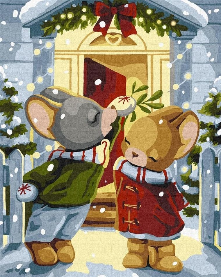 Ideyka, malowanie po numerach, Pod jemiołą, 40-50 cm