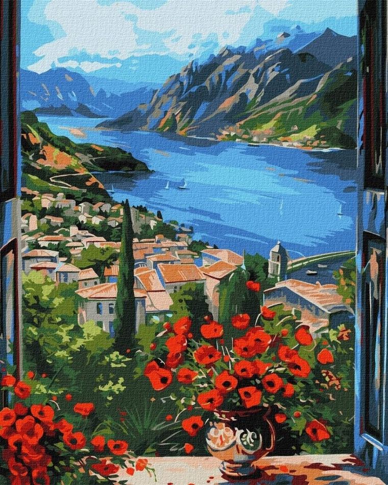 Ideyka, malowanie po numerach, Przystań w górach, 40-50 cm