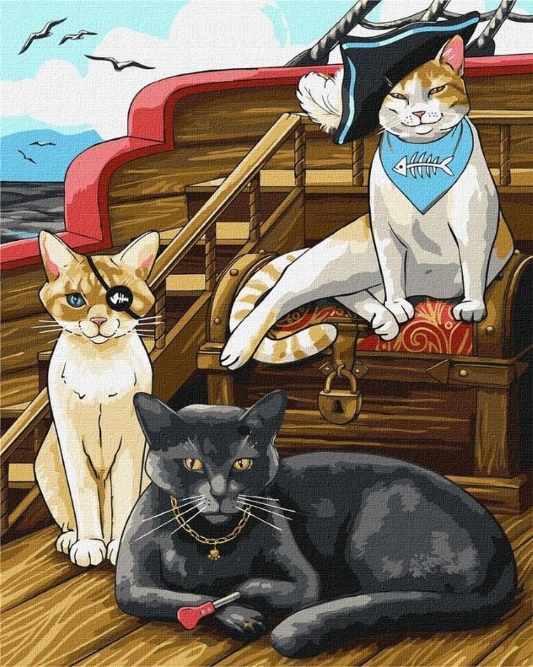 Ideyka, malowanie po numerach, Puszyste piratki, 40-50 cm