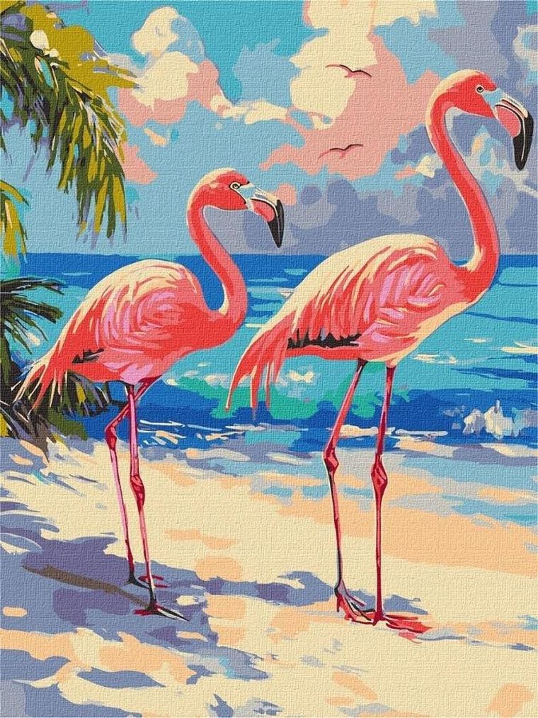 Ideyka, malowanie po numerach, Różowe flamingi, 30-40 cm