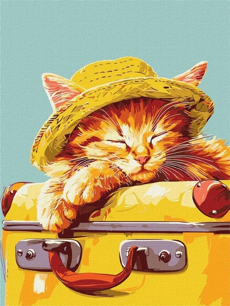 Ideyka, malowanie po numerach, Śpiący kotek, 30-40 cm