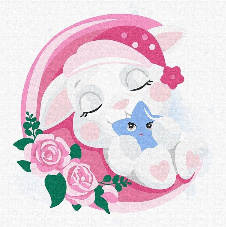 Ideyka, malowanie po numerach, Śpiący króliczek, 30-30 cm