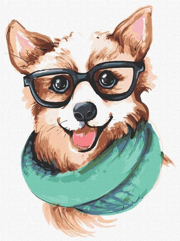 Ideyka, malowanie po numerach, Stylowe corgi, 30-40 cm