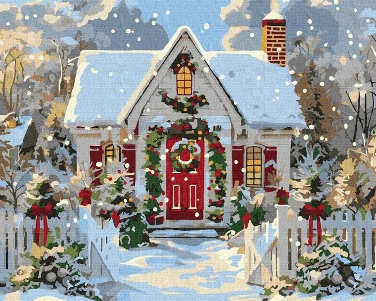 Ideyka, malowanie po numerach, Świąteczny dom, 40-50 cm