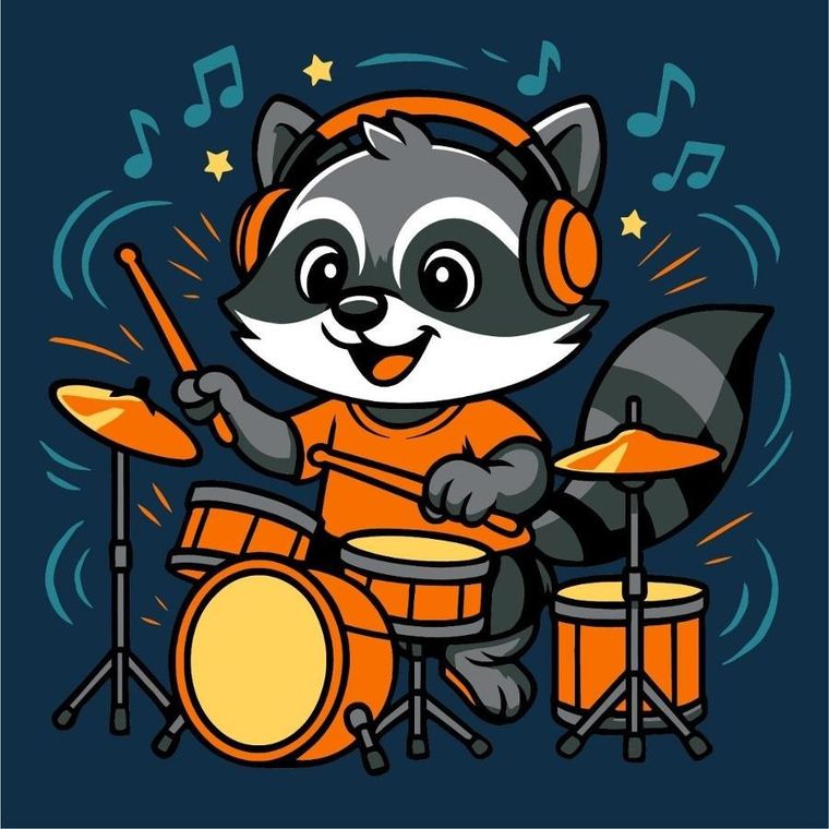 Ideyka, malowanie po numerach, Szop z bębnami Kids