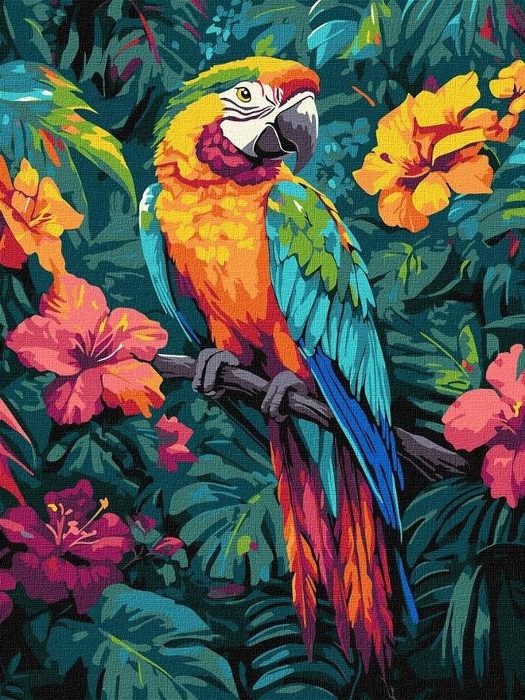 Ideyka, malowanie po numerach, Tropikalny ptak, 30-40 cm