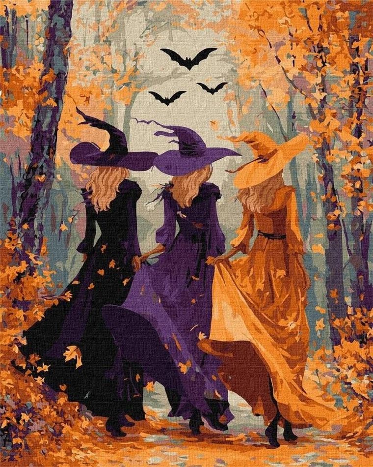 Ideyka, malowanie po numerach, Trzy wedźmy w lesie, 40-50 cm