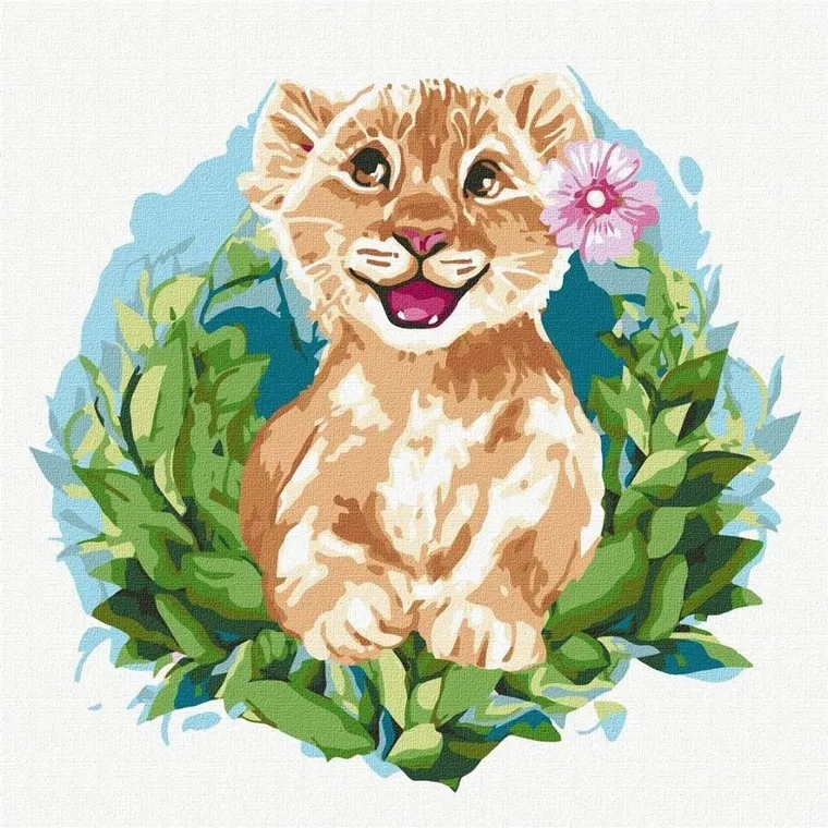 Ideyka, malowanie po numerach, Urocze lwiątko, 30-30 cm