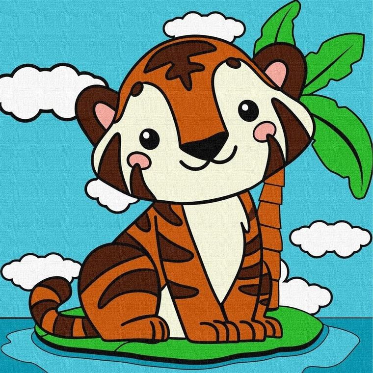 Ideyka, malowanie po numerach, Urocze tygrysiątko, 25-25 cm