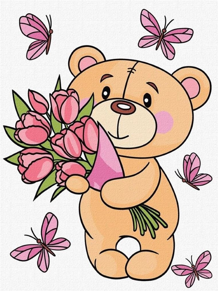 Ideyka, malowanie po numerach, Uroczy miś, 30-40 cm