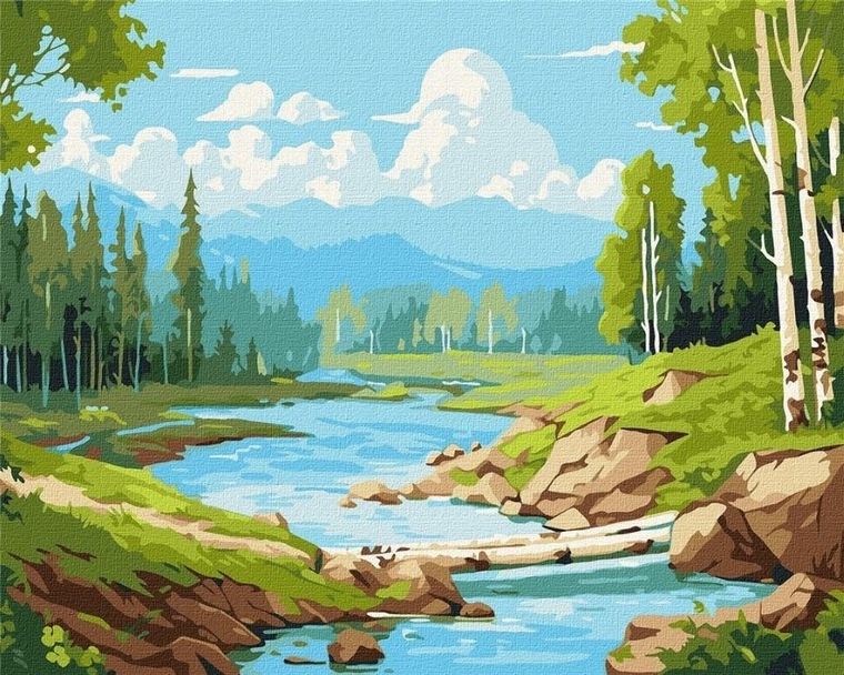 Ideyka, malowanie po numerach, W brzozowym gaju, 40-50 cm