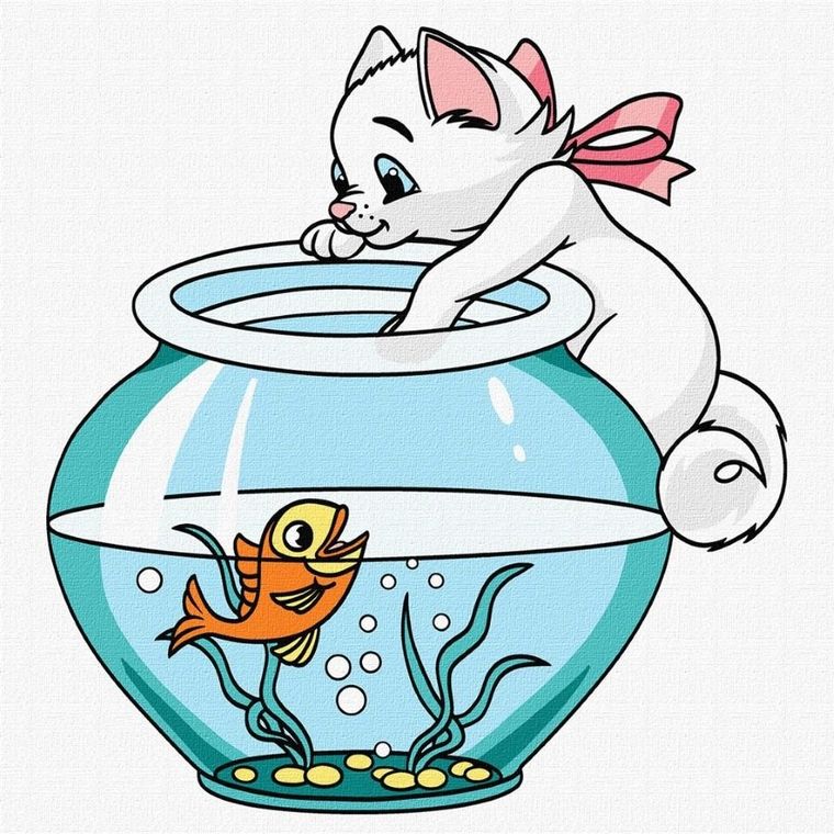 Ideyka, malowanie po numerach, Wdzięczny kotek