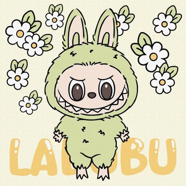 Ideyka, malowanie po numerach, Wesoły Labubu, 25-25 cm