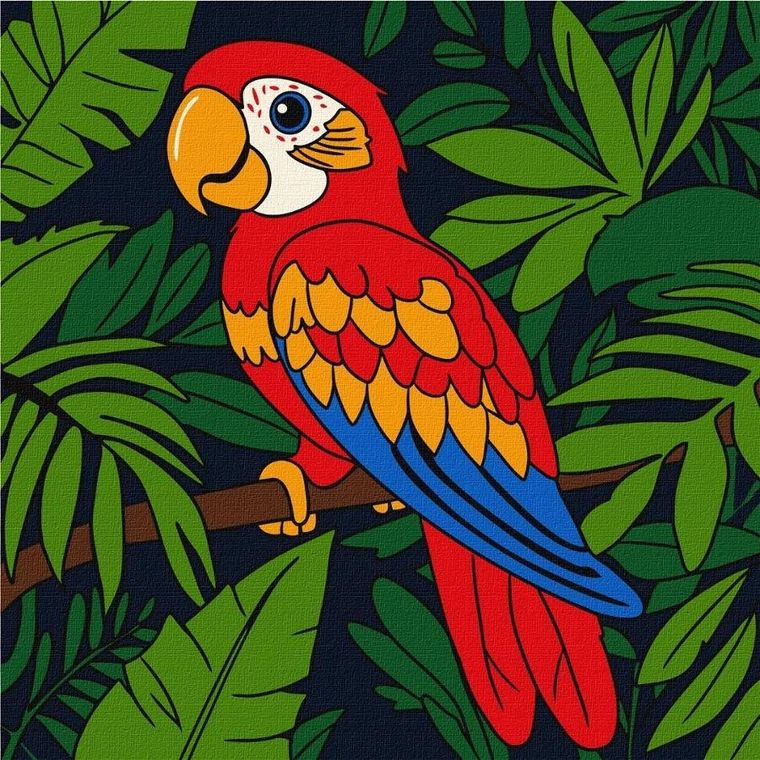 Ideyka, malowanie po numerach, Wielobarwna papuga, 25-25 cm