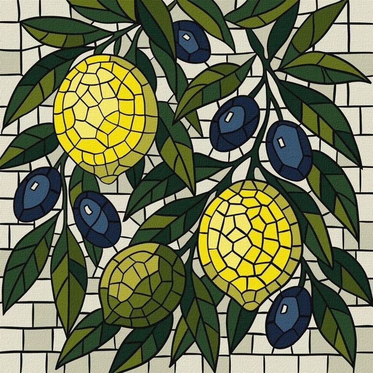 Ideyka, malowanie po numerach, witraż, Cytryny, 30-30 cm