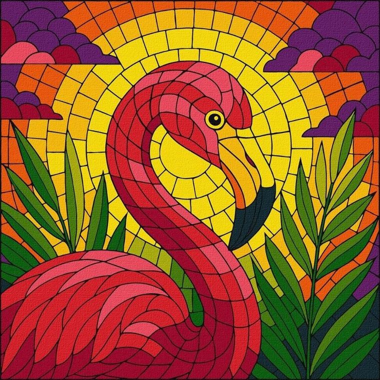 Ideyka, malowanie po numerach, witraż, Flaming, 30-30 cm