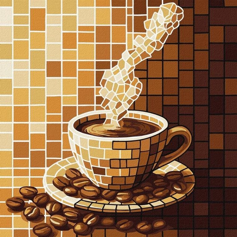 Ideyka, malowanie po numerach, witraż, Kawa, 30-30 cm