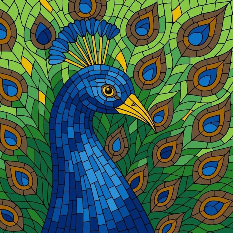 Ideyka, malowanie po numerach, witraż, Paw, 30-30 cm