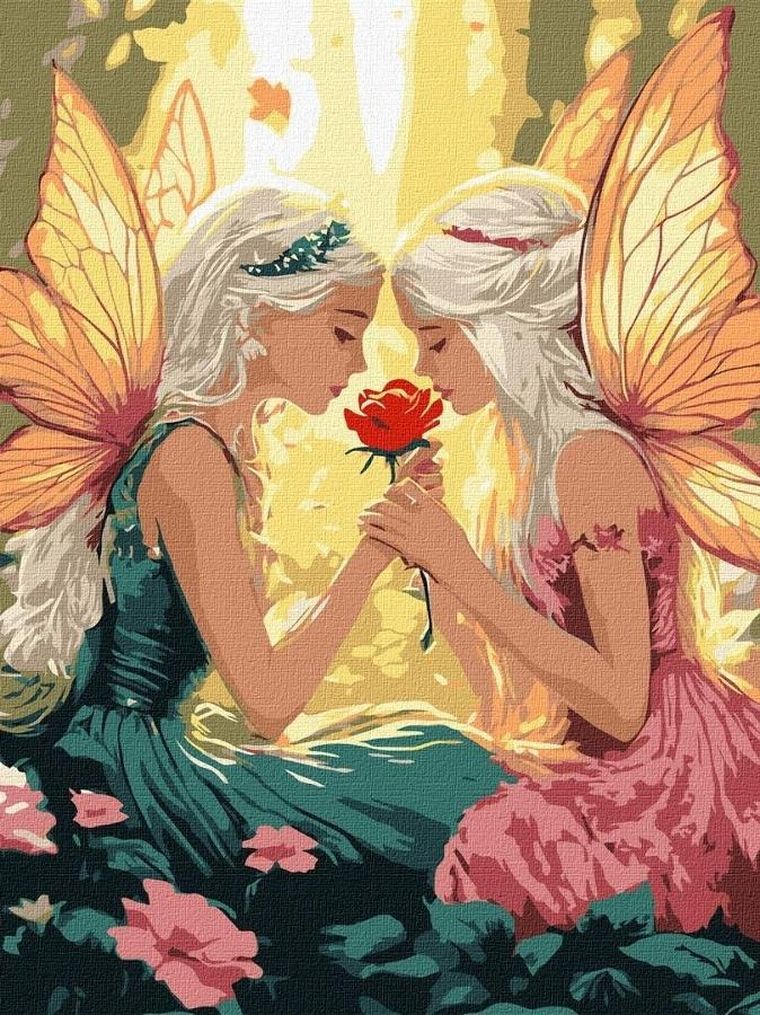 Ideyka, malowanie po numerach, Wróżki wśród kwiatów