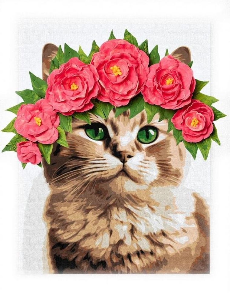 Ideyka, malowanie po numerach, z glinką, Elegancka kotka, 30-40 cm