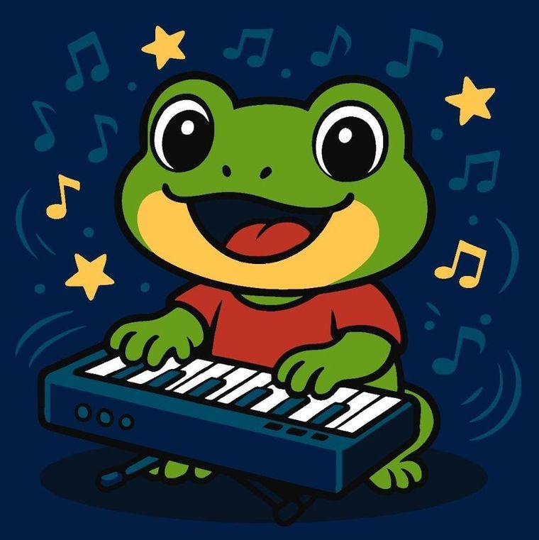 Ideyka, malowanie po numerach, Żaba z pianinem Kids