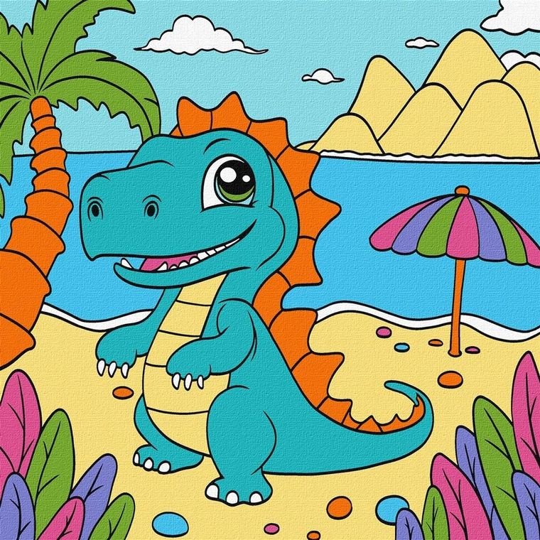 Ideyka, malowanie po numerach, Zabawny dinozaur, 25-25 cm