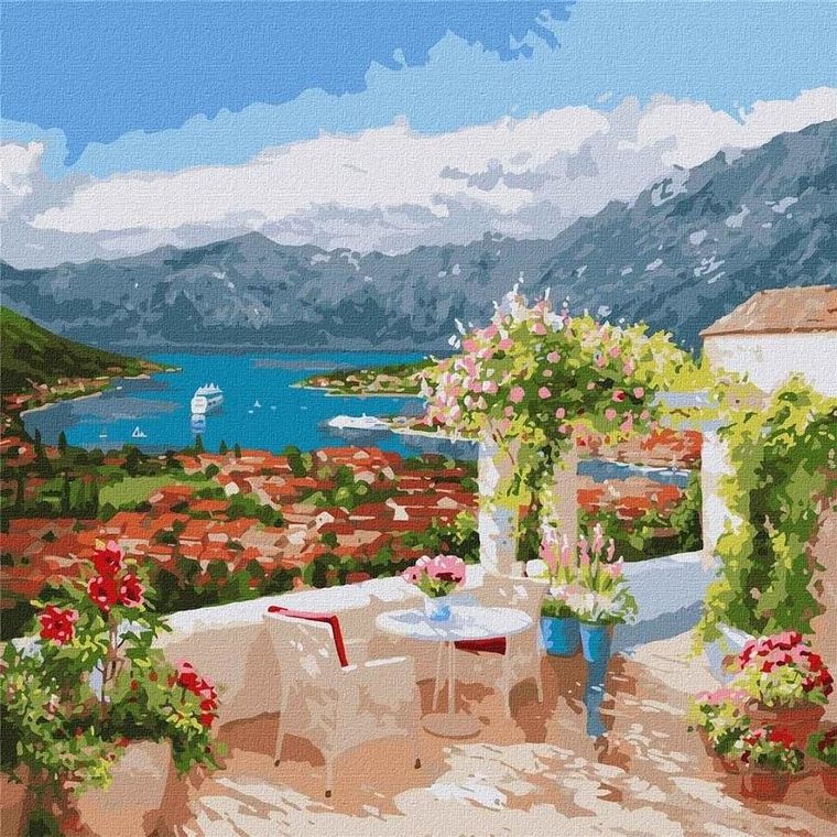 Ideyka, malowanie po numerach, Zatoka Kotorska, 50-50 cm