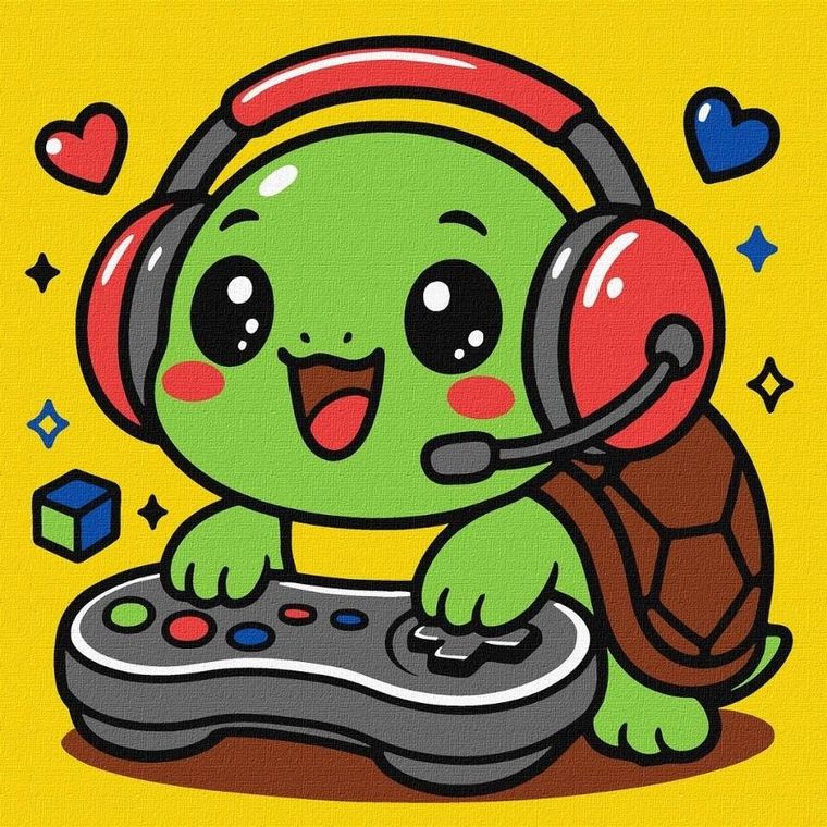 Ideyka, malowanie po numerach, Żółwik gracz, 25-25 cm