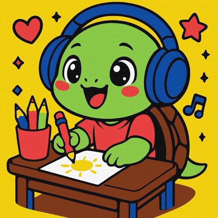 Ideyka, malowanie po numerach, Żółwik rysuje, 25-25 cm