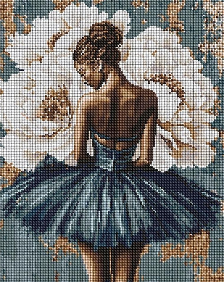 Ideyka, mozaika diamentowa, Baletnica z piwoniami, 40-50 cm