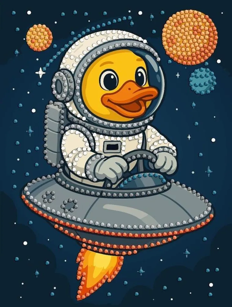 Ideyka, mozaika diamentowa, Kaczka w kosmosie, 15-20 cm