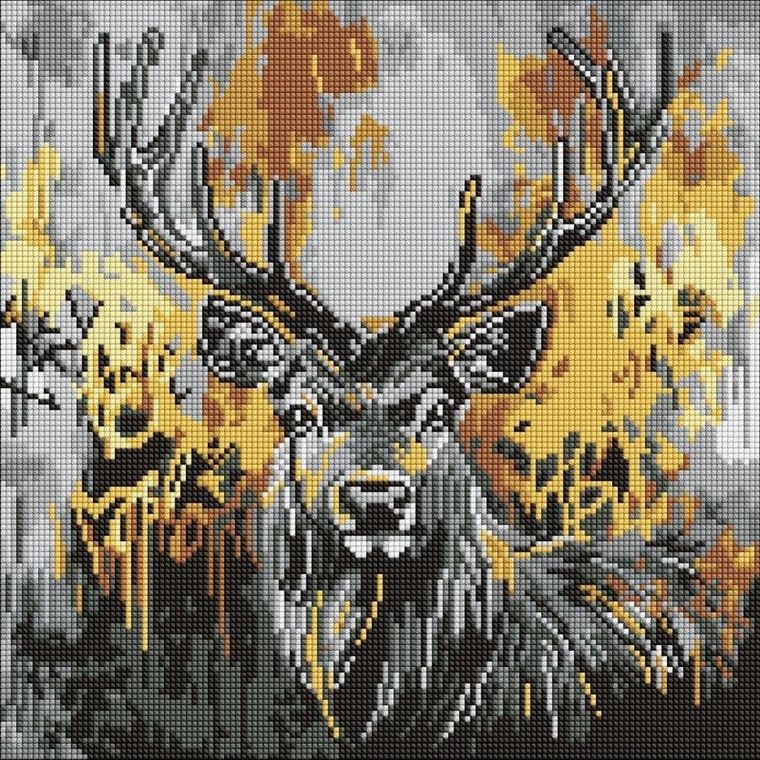 Ideyka, mozaika diamentowa, Złoty jeleń, 40-40 cm