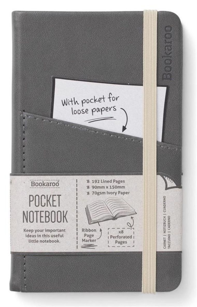 If, Bookaroo, Journal, notatnik, pocket A6, szary, 1 szt.