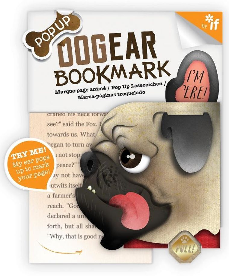 If, Dog Ear Bookmark, Doug, mops, zakładka do książki