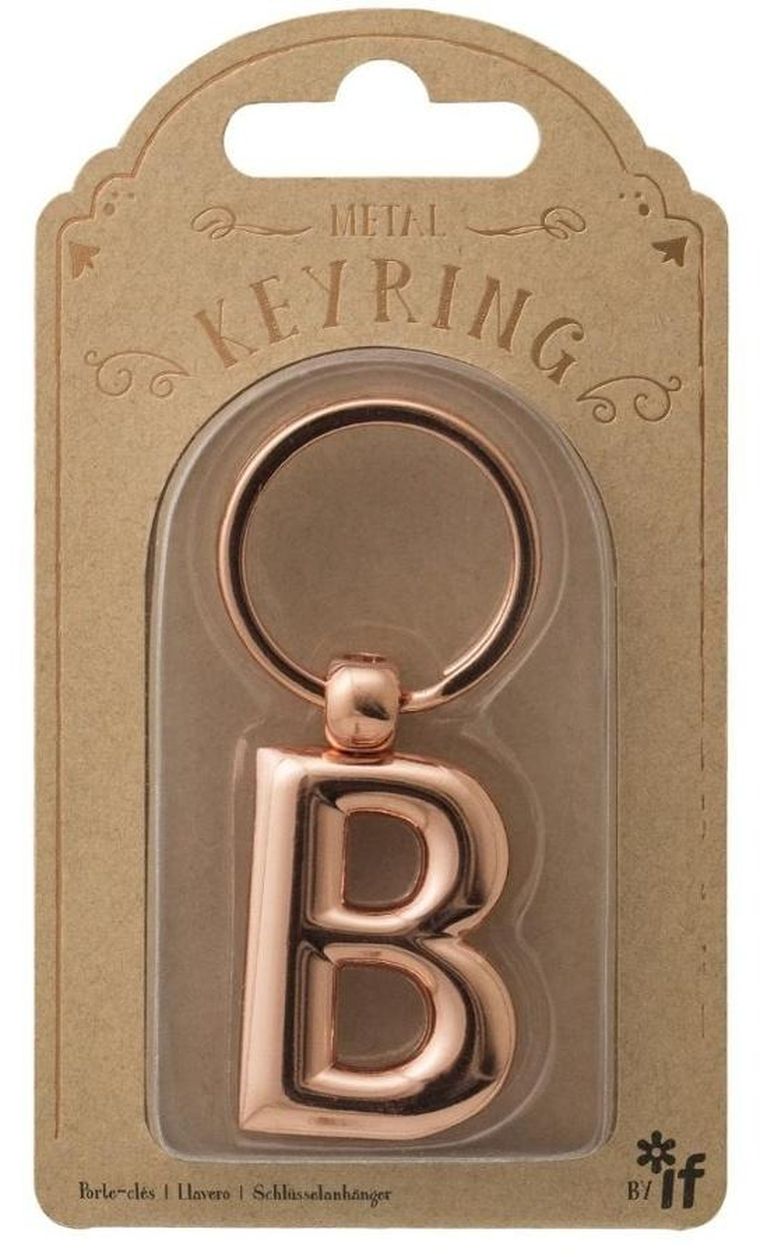 If, metalowy brelok do kluczy, litera B Keyring