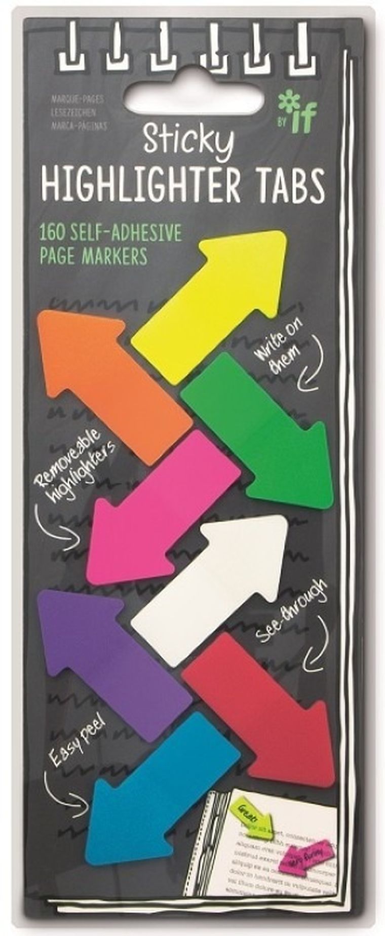 If, Sticky Highlighter Tabs, wskaźniki do książki, karteczki samoprzylepne, 160 szt.