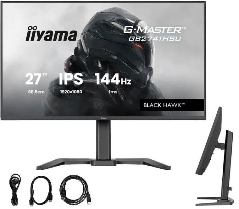 Iiyama, monitor, 27", GB2741HSU-B1 IPS, FHD, 144Hz, 1ms, 2xUSB, 350cd, HDMI, DP, HAS (150) PIVOT