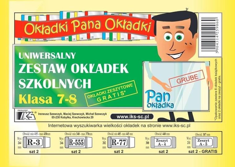 Iks, zestaw okładek szkolnych do klas 7-8