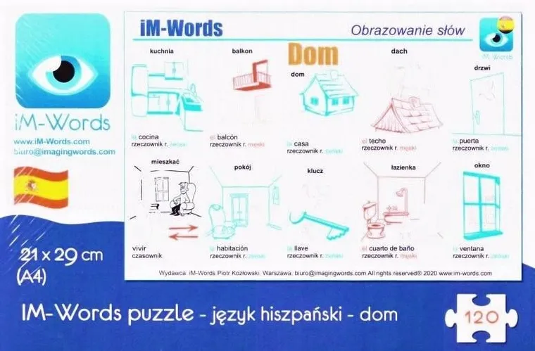 iM-Words. Puzzle 120 elementów. Język hiszpański. Dom
