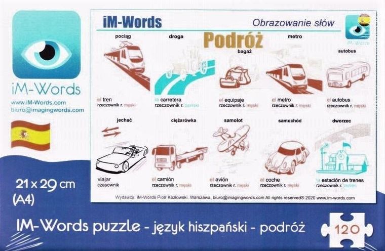 iM-Words. Puzzle 120 elementów. Język hiszpański. Podróż