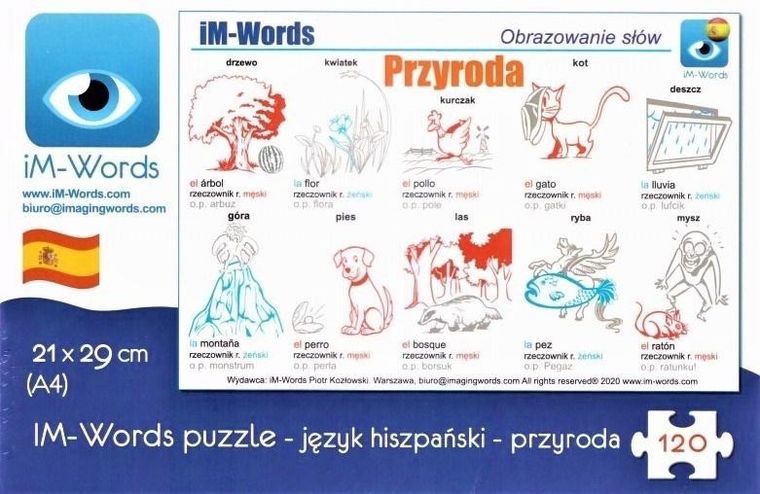 iM-Words. Puzzle 120 elementów. Język hiszpański. Przyroda