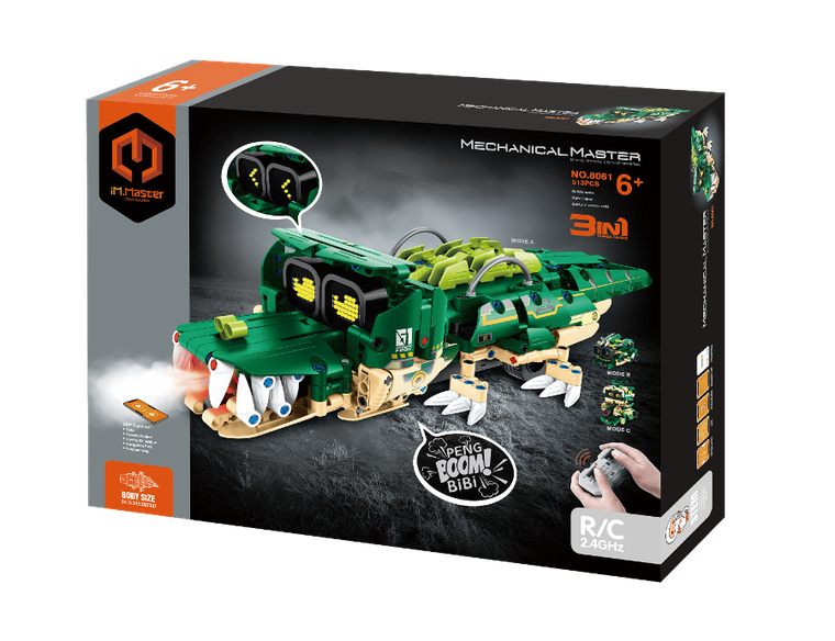 iM.Master, robokrokodyl 3w1 zdalnie sterowany, klocki, 513 elementów