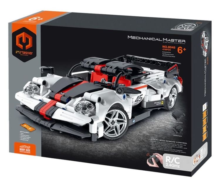 iM.Master, wyścigówka RC biała, klocki, 476 elementów